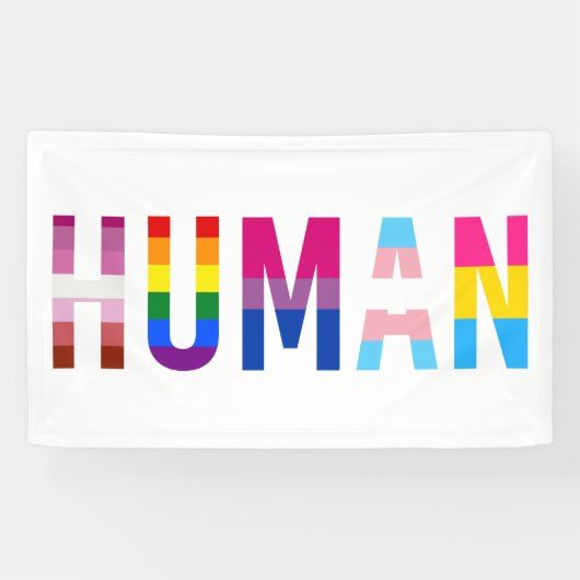 HUMAN LGBT Flag Gay Pride Month Transgender Spandoek (Horizontaal)