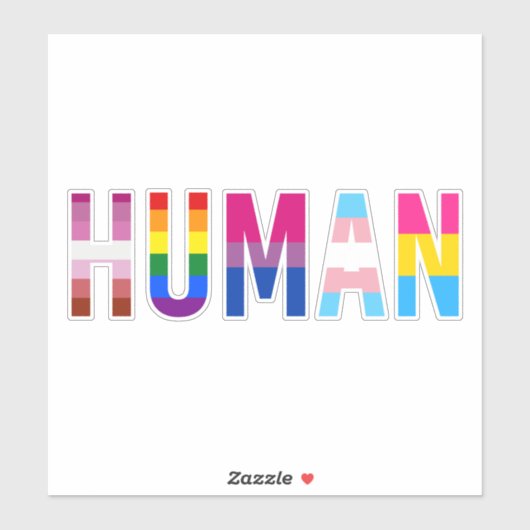 HUMAN LGBT Flag Gay Pride Month Transgender Sticker (Vel)
