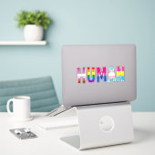 HUMAN LGBT Flag Gay Pride Month Transgender Sticker (Laptop op bureau)