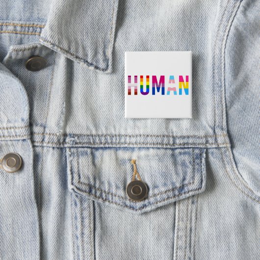 HUMAN LGBT Flag Gay Pride Month Transgender Vierkante Button 5,1 Cm (In situ)
