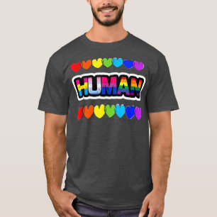 HUMAN LGBT Rainbow Flag Transgender Gay Pride Mont T-shirt