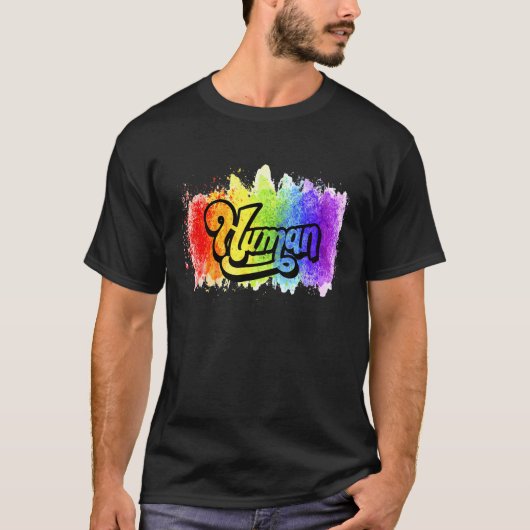 Human Lgbtq Flag Proud Ally Equality Rainbow T-shirt (Voorkant)