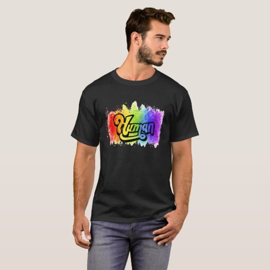Human Lgbtq Flag Proud Ally Equality Rainbow T-shirt (Voorkant volledig)
