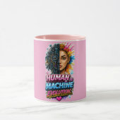 Human Machine Evolution Mok – AI Kunst Koffiekop  (Midden)