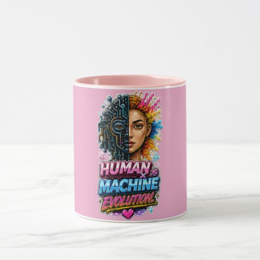 Human Machine Evolution Mok – AI Kunst Koffiekop  (Midden)