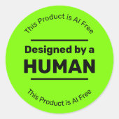 Human Made - Geen AI - Heldergroen met aangepaste  Ronde Sticker (Voorkant)