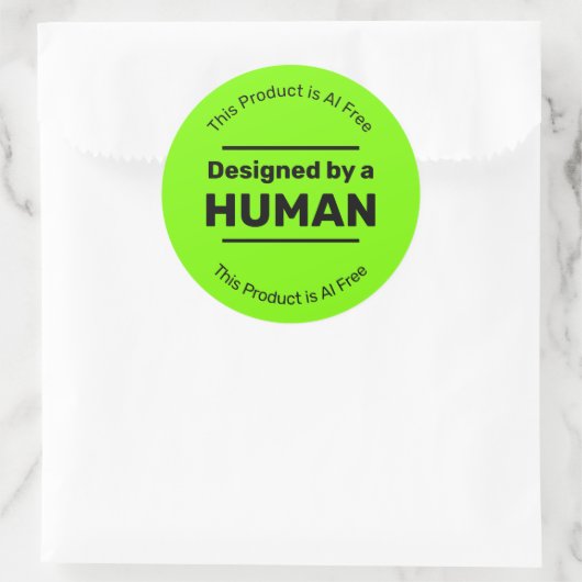 Human Made - Geen AI - Heldergroen met aangepaste  Ronde Sticker (Tas)