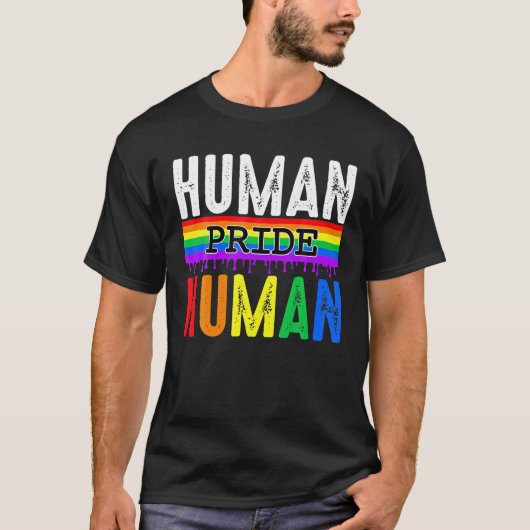 Human Pride LGBT Rainbow Flag Gender Equality T-shirt (Voorkant)