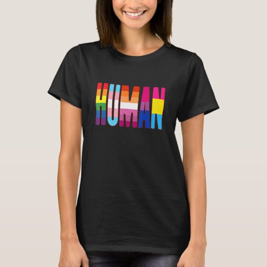 Human Pride Lgbtq Rainbow Transgender Bisexual Lov T-shirt (Voorkant)
