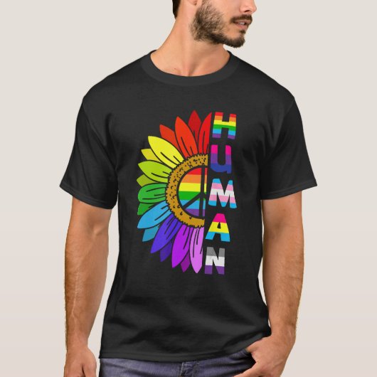 HUMAN Rainbow LGBT Flag Gay Pride Month Lesbian 8 T-shirt (Voorkant)