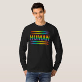 HUMAN Rainbow LGBT Flag Gay Pride Month Lesbian T-shirt (Voorkant volledig)
