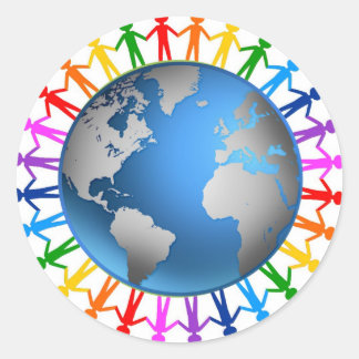 Human Rainbow-Sticker Ronde Sticker
