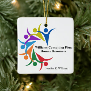 Human Resources Custom Company Rainbow Kerstmis Keramisch Ornament