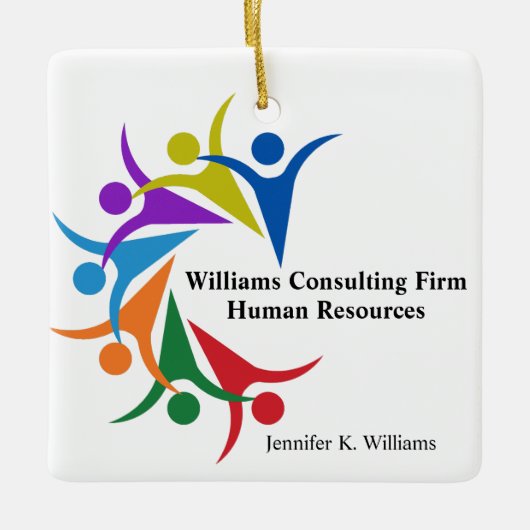 Human Resources Custom Company Rainbow Kerstmis Keramisch Ornament (Voorkant)