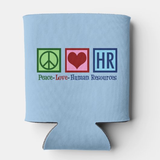 Human Resources Peace Love HR - blauw Blikjeskoeler (Achterkant)
