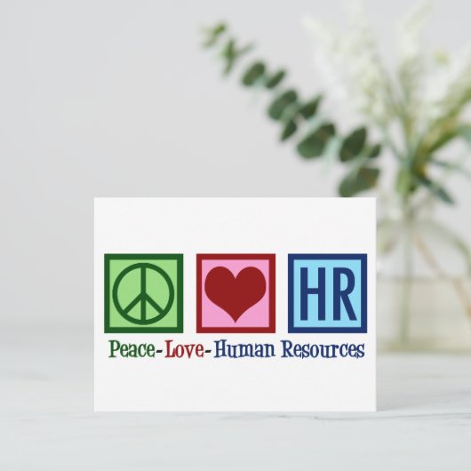 Human Resources Peace Love HR Briefkaart (Staand voorkant)