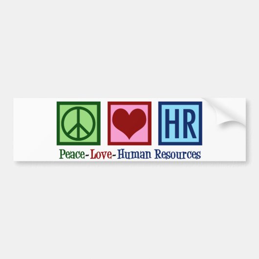 Human Resources Peace Love HR Bumpersticker (Voorkant)