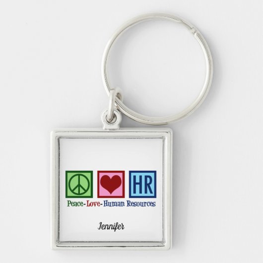 Human Resources Peace Love HR Kantoor Rep Custom Sleutelhanger (Voorkant)