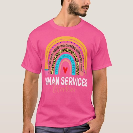 Human Services Worker Leopard Rainbow Healthcare D T-shirt (Voorkant)