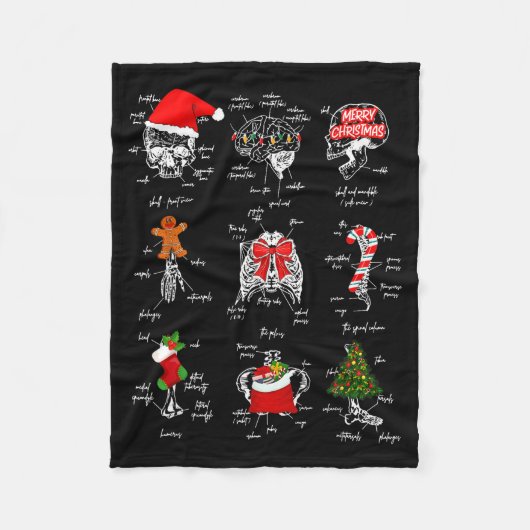 Human Skeleton Anatomy Christmas Medical Student X Fleece Deken (Voorkant)