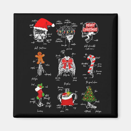 Human Skeleton Anatomy Christmas Medical Student X Magneet (Voorkant)