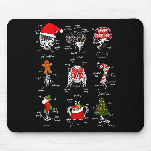 Human Skeleton Anatomy Christmas Medical Student X Muismat (Voorkant)