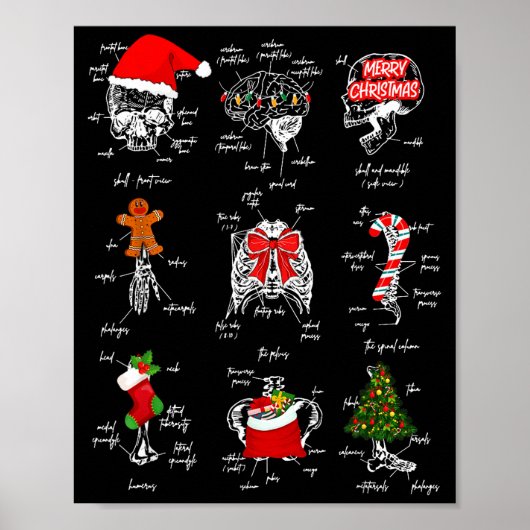 Human Skeleton Anatomy Christmas Medical Student X Poster (Voorkant)