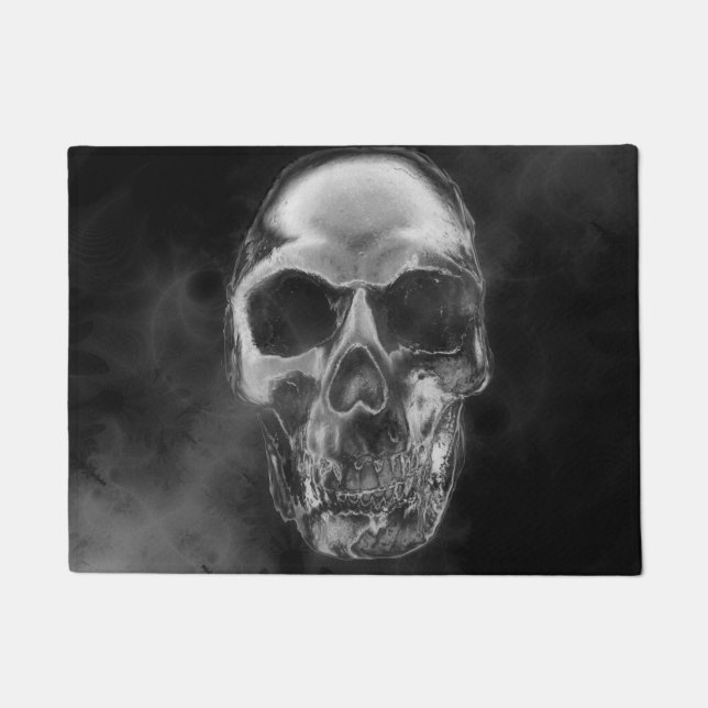 Human Skull Black Smoke Grunge Deurmat (Voorkant)