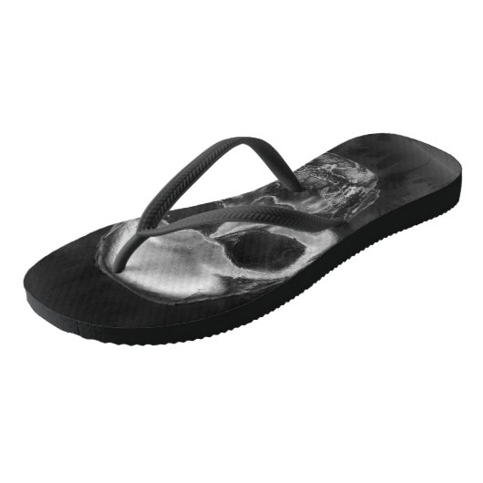 Human Skull Black Smoke Grunge Teenslippers (Schuin)