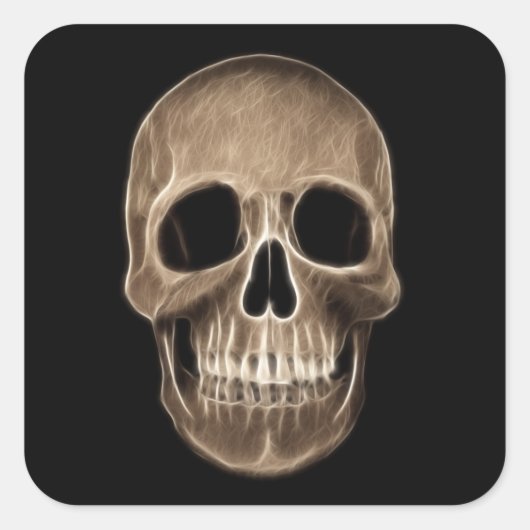 Human Skull Halloween X-Ray Skeleton Vierkante Sticker (Voorkant)