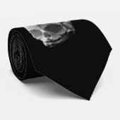 Human Skull Macabre Silky Black Necktie Stropdas (Opgerold)