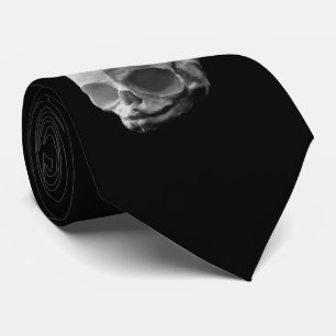 Human Skull Macabre Silky Black Necktie Stropdas