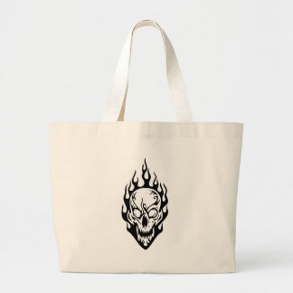Human Skull on Fire Grote Tote Bag