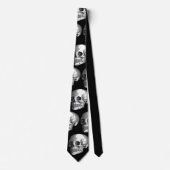 Human Skull  Print Macabre Black Necktie Stropdas (Voorkant)
