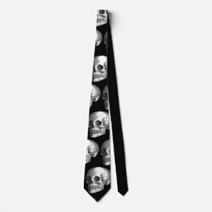 Human Skull  Print Macabre Black Necktie Stropdas