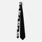 Human Skull  Print Macabre Black Necktie Stropdas (Achterkant)