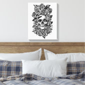 Human Skull Rozen Gothic Biker Art Illustratie Canvas Afdruk (Insitu (Slaapkamer))