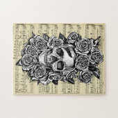 Human Skull Rozen Gothic Biker Art Illustratie Legpuzzel (Horizontaal)