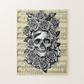 Human Skull Rozen Gothic Biker Art Illustratie Legpuzzel (Verticaal)