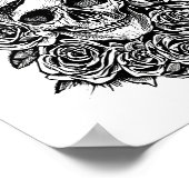Human Skull Rozen Gothic Biker Art Illustratie Poster (Hoek)