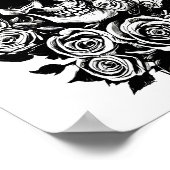 Human Skull Rozen Gothic Oorspronkelijke inktteken Poster (Hoek)