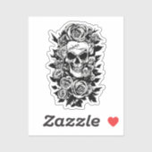 Human Skull Rozen Gothic Oorspronkelijke inktteken Sticker (Vel)