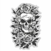 Human Skull Rozen Gothic Oorspronkelijke inktteken Sticker (Voorkant)
