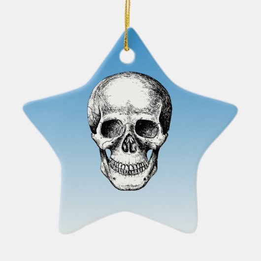 Human Skull White Face Keramisch Ornament (Voorkant)