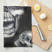 Human Skulls Black Kitchen Towel Theedoek (Quarter Fold)