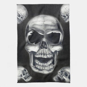 Human Skulls Black Kitchen Towel Theedoek