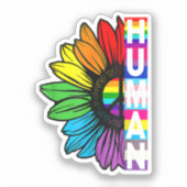 Human Sunflower Rainbow LGBT Flag Gay Pride Proud Sticker (Voorkant)