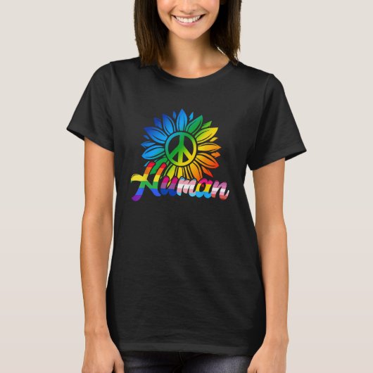 Human Sunflower Rainbow LGBT Flag Gay Pride Proud  T-shirt (Voorkant)