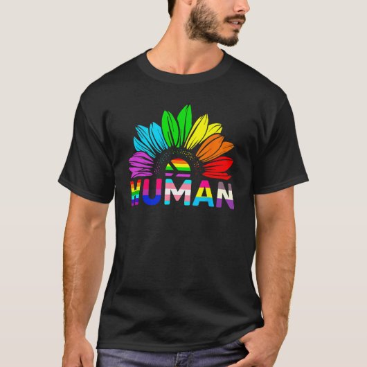 Human Sunflower Rainbow LGBT Flag Gay Pride Proud T-shirt (Voorkant)