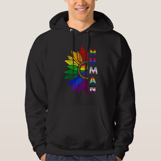 Human Sunflower Rainbow LGBT Flag Gay Pride Suppor Hoodie (Voorkant)